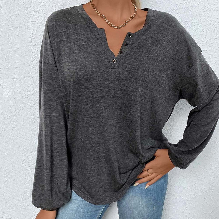 Chemise à manches longues pour femme avec patte de boutonnage et coupe décontractée Chic & Stil