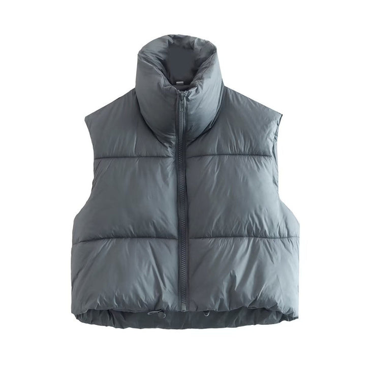 Quilted vest for women with high collar and practical pockets Lune London
