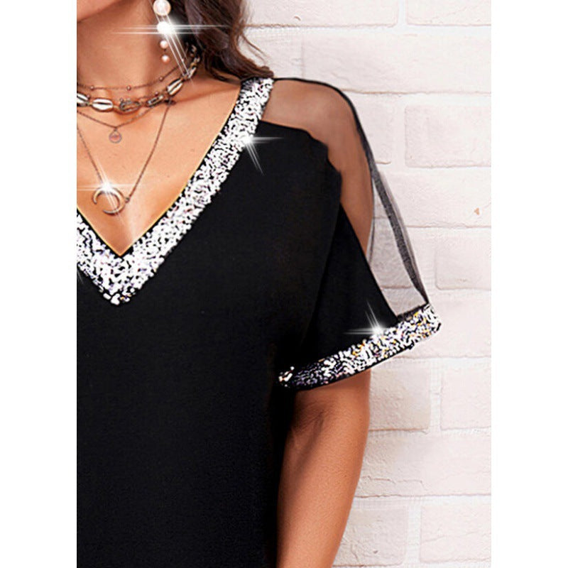 Ladies Elegant tunic dress with sequin trim Lune London
