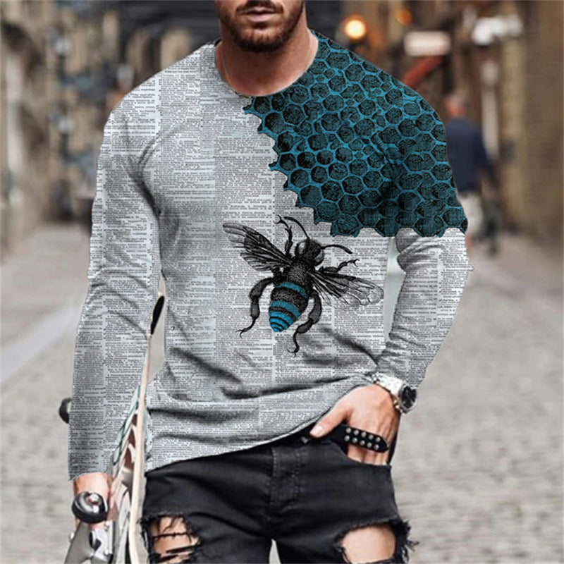 Men's long sleeve shirt with creative bee and honeycomb pattern Lune London