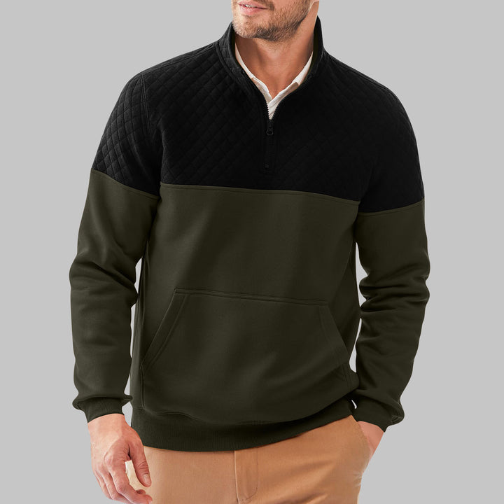 Fleece pullover for men with quilted details and high collar Lune London