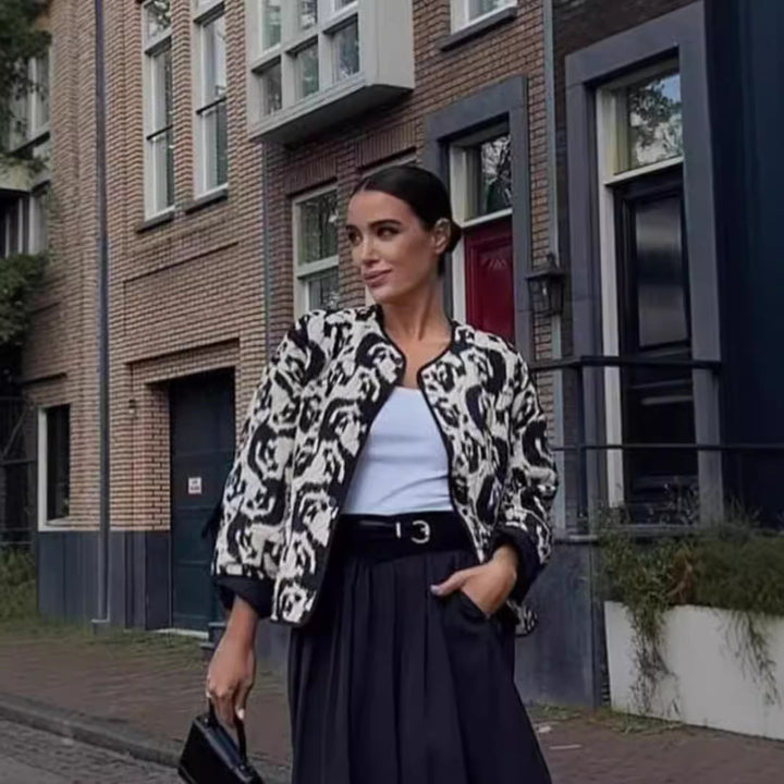 Urban women's lined bomber jacket with unique pattern Lune London