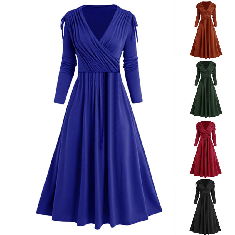 Midi dress for women with draped effect and long sleeves Lune London
