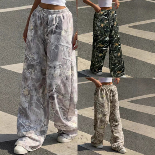 Women Wide Printed Pants with Elastic Waist Lune London