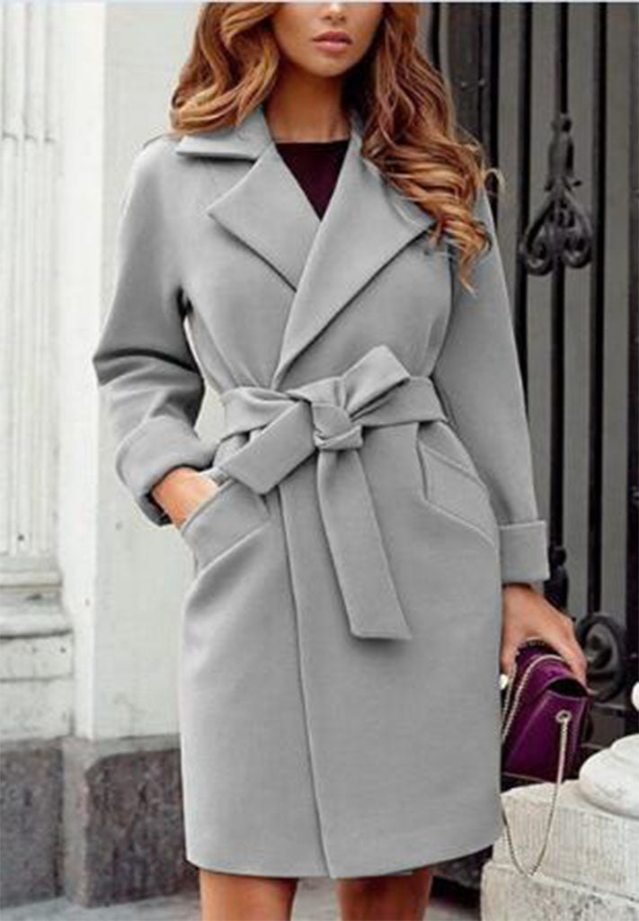 Ladies Elegant Trench Coat with Belt and Practical Pockets Lune London