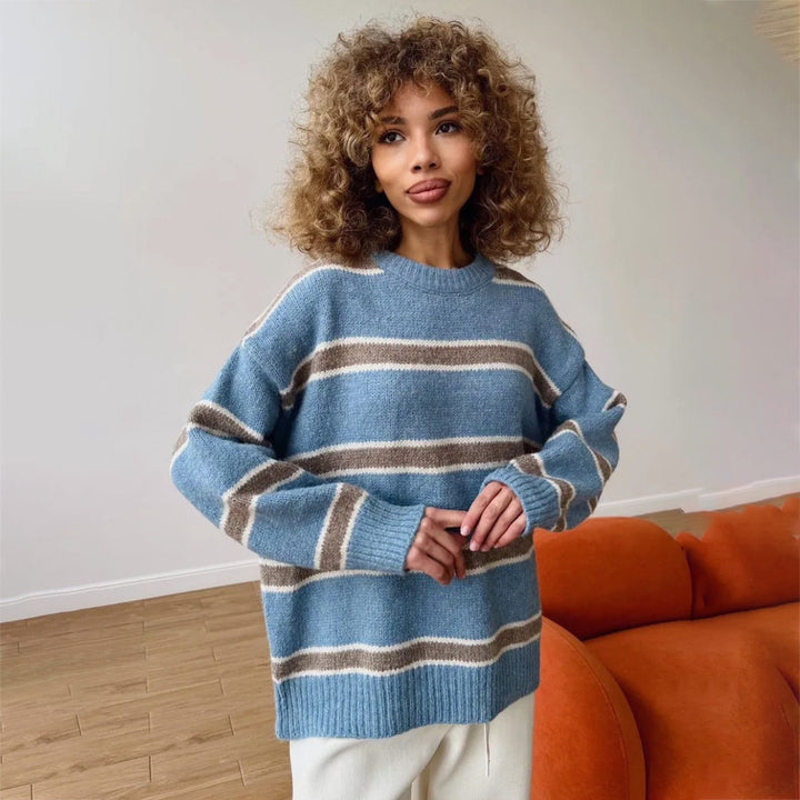 Thick knit sweater for women with an original striped pattern Lune London