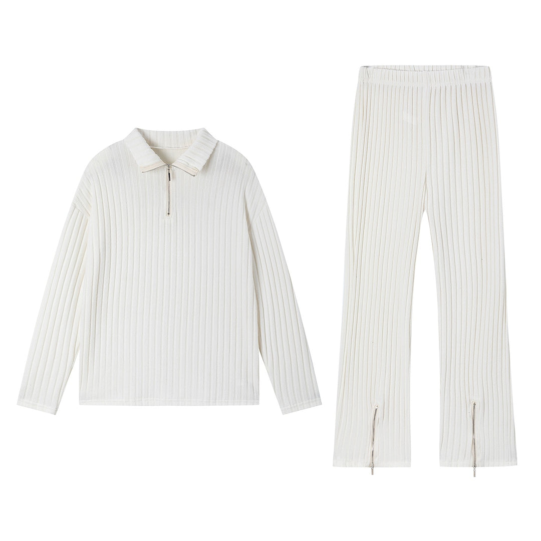 Women's sporty leisure set with a modern ribbed design and a high-quality collar Lune London