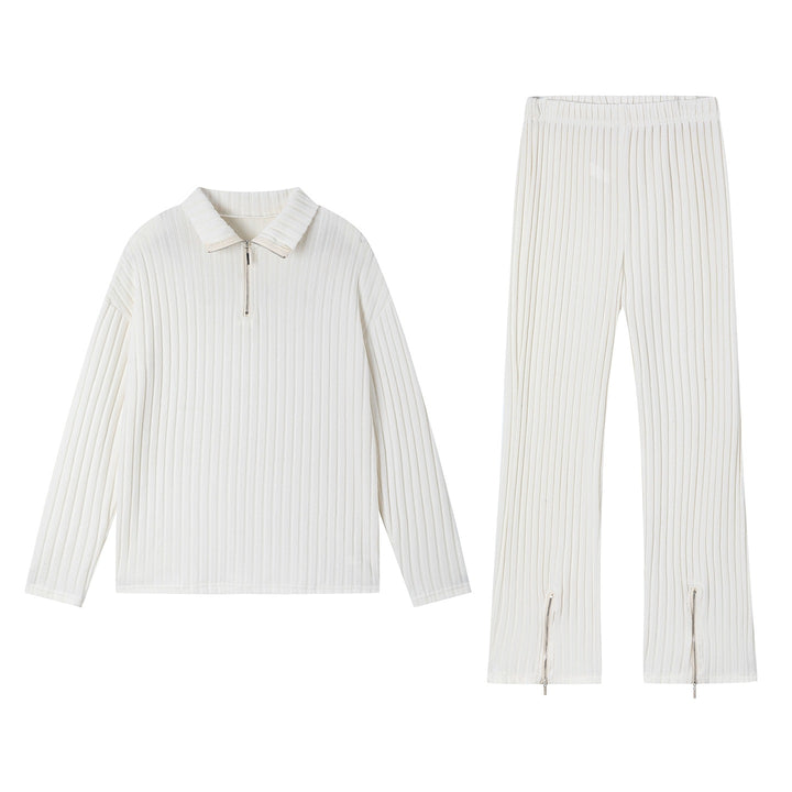 Women's sporty leisure set with a modern ribbed design and a high-quality collar Lune London