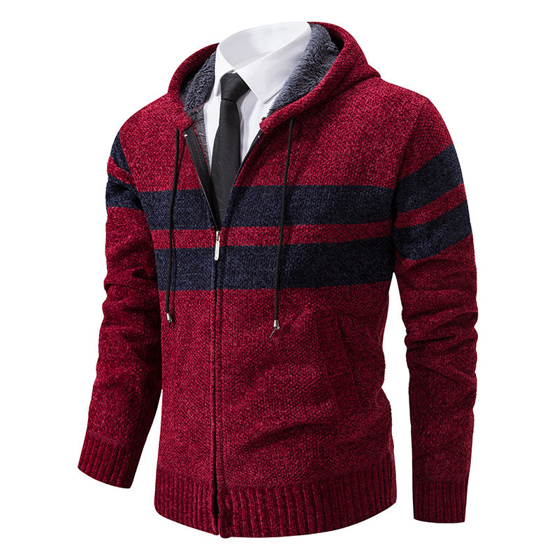 Hooded sweatshirt for men with modern zipper and practical fleece lining Lune London