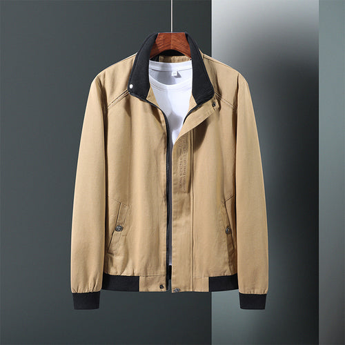 Modern transition jacket for men with high collar and practical pockets Lune London