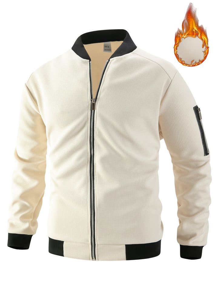 Sporty bomber jacket for men in textured material with practical side pockets Lune London