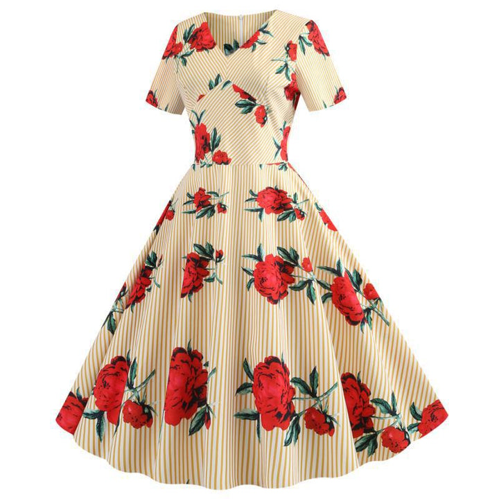 Robe swing femme avec imprimé floral et élégant décolleté en V Chic & Stil
