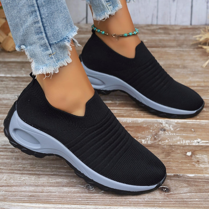 Ladies Slip-On Breathable Sneakers with Chic Elastic Insert