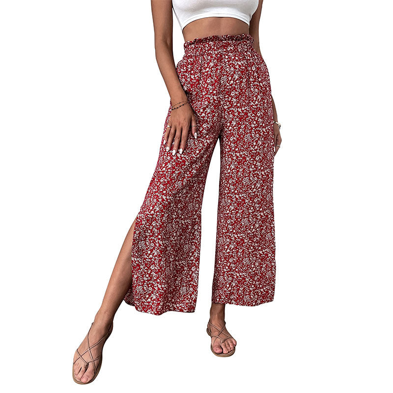 Women Wide Leg Pants Floral Print Lune London
