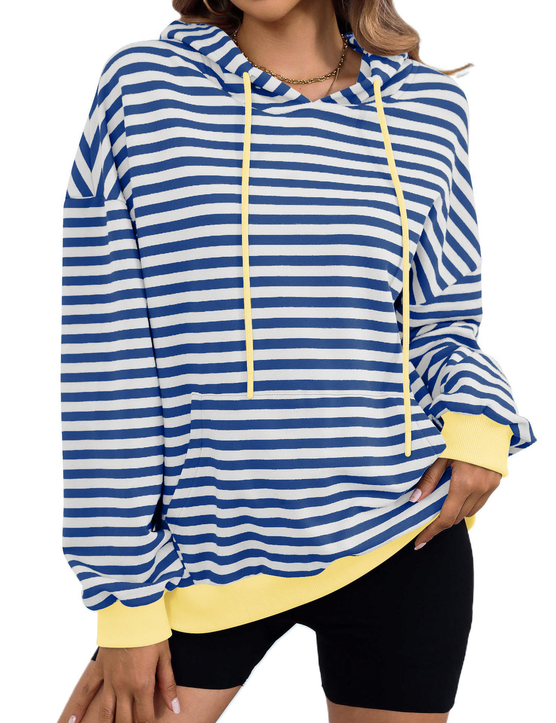 Casual hoodie for ladies with colorful striped pattern Lune London