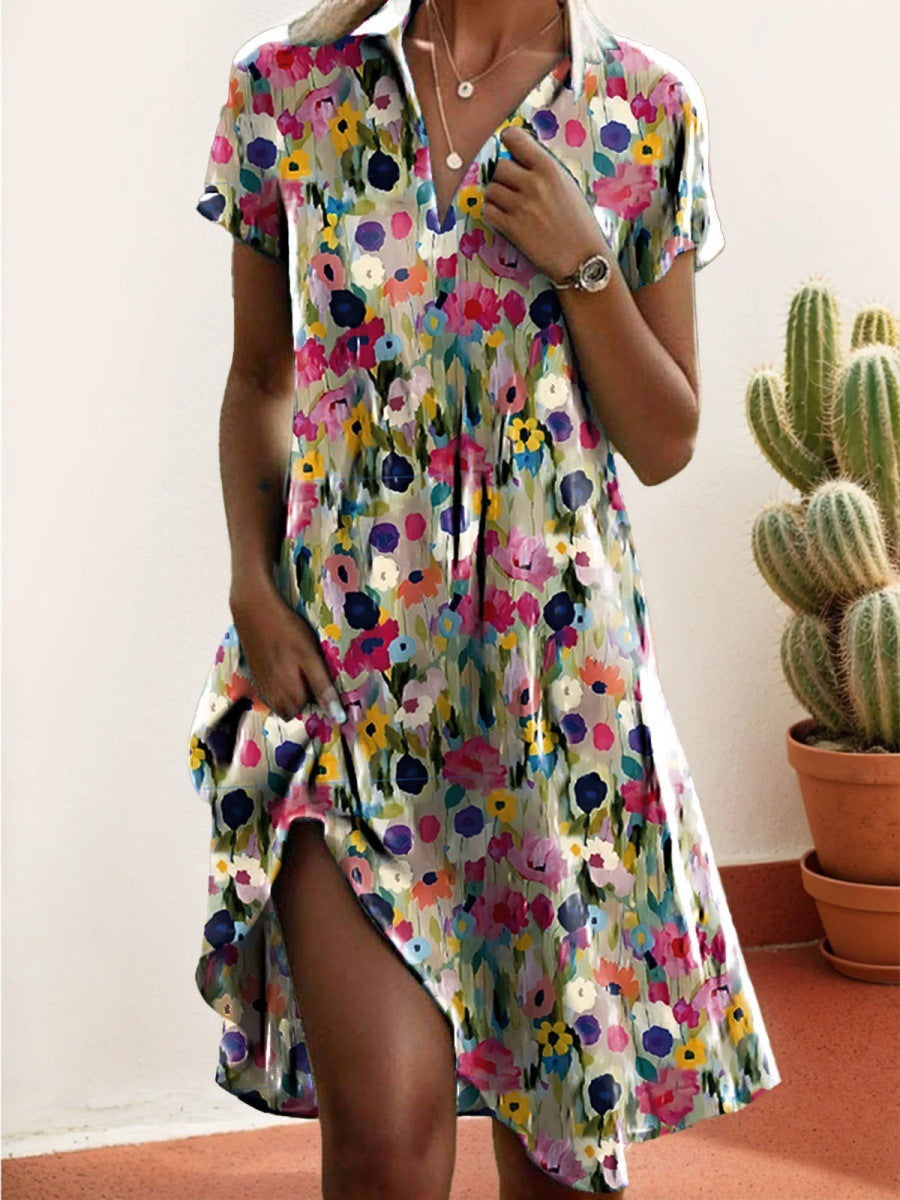 Casual dress for women with a floral design and an asymmetrical cut Lune London