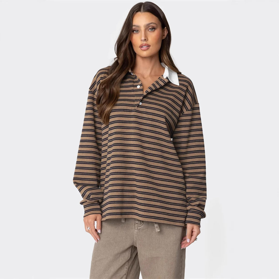 Women's casual polo with striped pattern and comfortable fit Lune London
