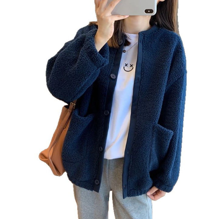 Veste femme fluffy oversized avec grandes poches