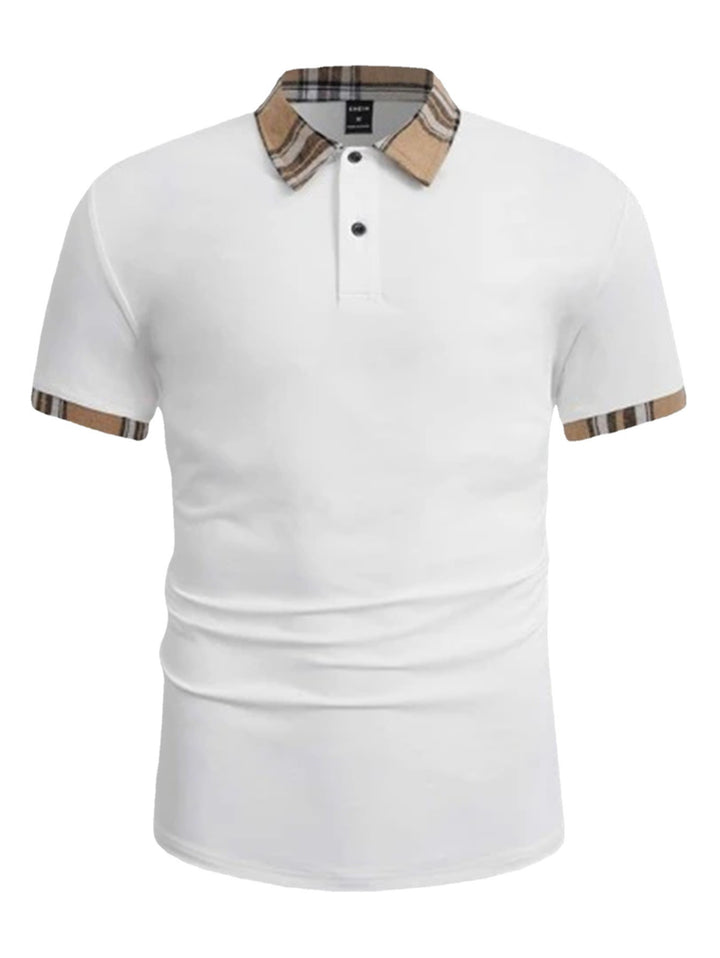 Men's Casual Polished Polo with Checkered Collar Lune London
