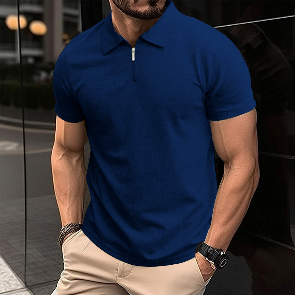 Polo for men with modern zipper and structured fabric Lune London