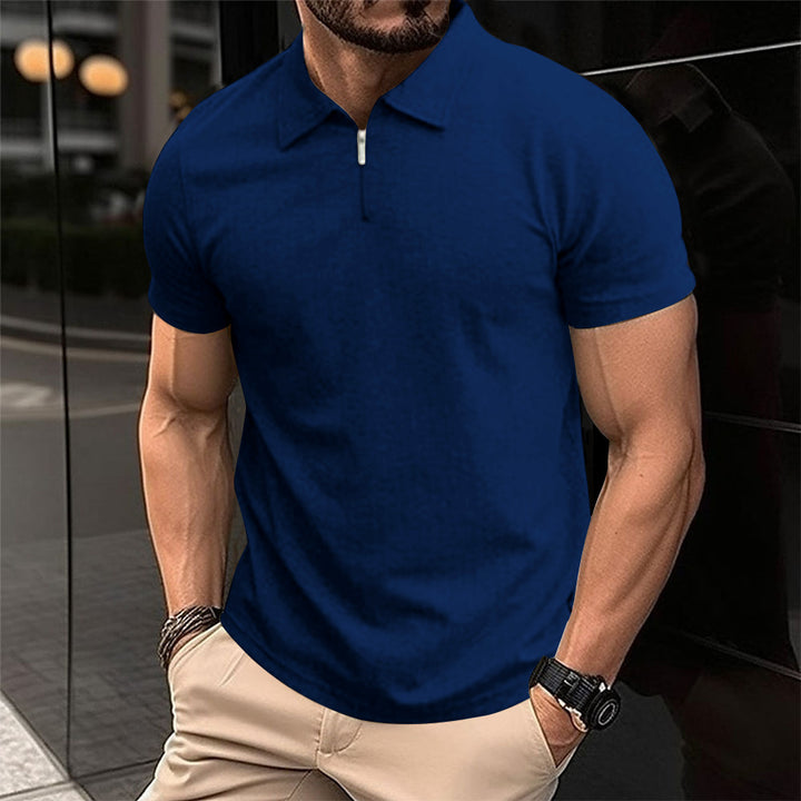 Polo for men with modern zipper and structured fabric Lune London