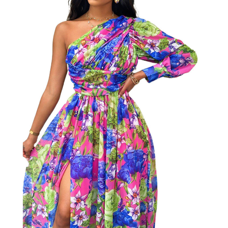 Lune London Women's One-Shoulder Floral Maxi Dress