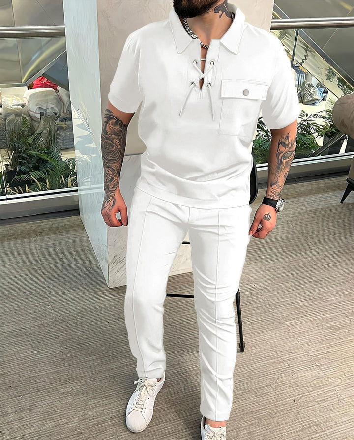 Stylish men's outfit with drawstring details Lune London
