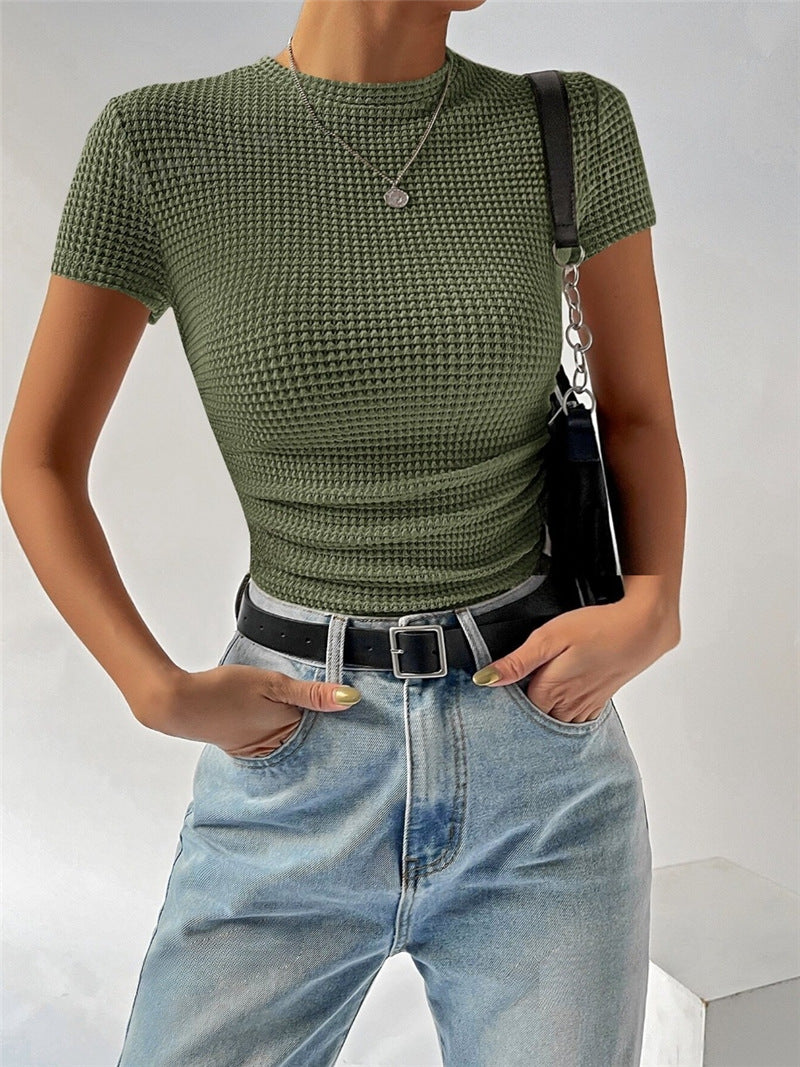 Fitted short t-shirt for women with embossed pattern Lune London