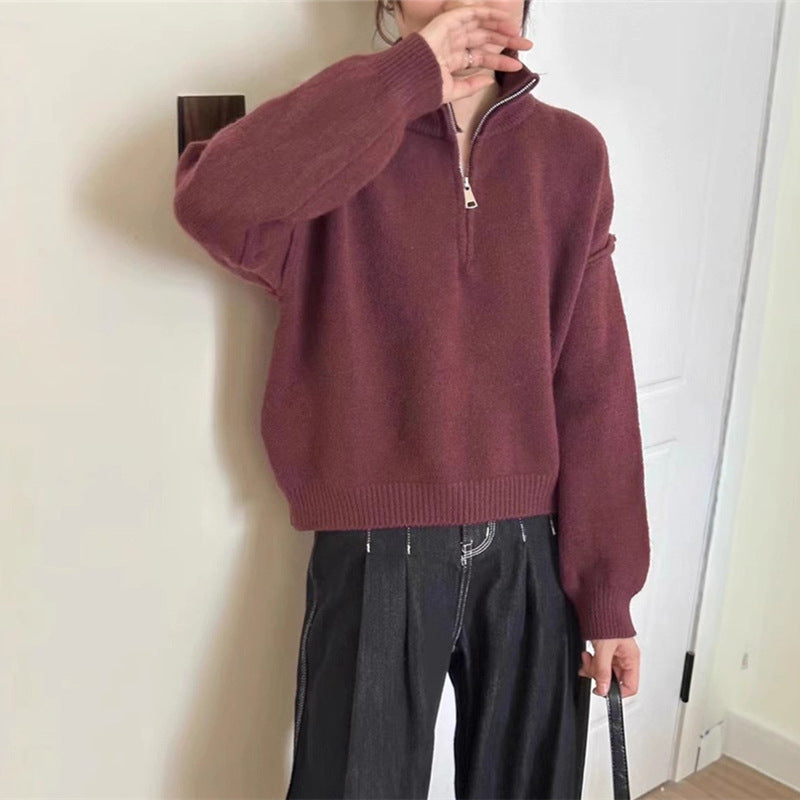 Casual women's sweater with zip short and relaxed fit Lune London