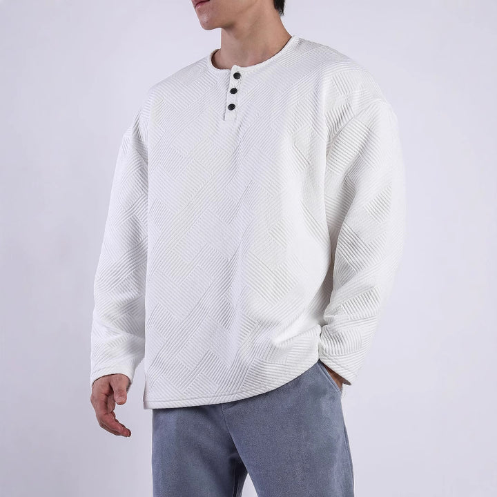 Long sleeve shirt for men with button-down collar and structured pattern Lune London