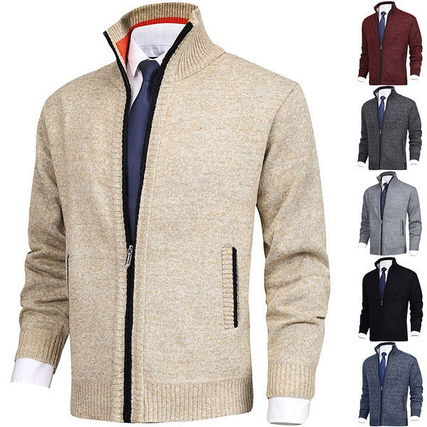 Men's knitted jacket with high collar and zipper Lune London