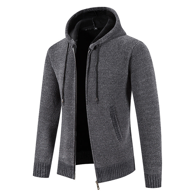 Men's knit hoodie jacket with structured design Lune London