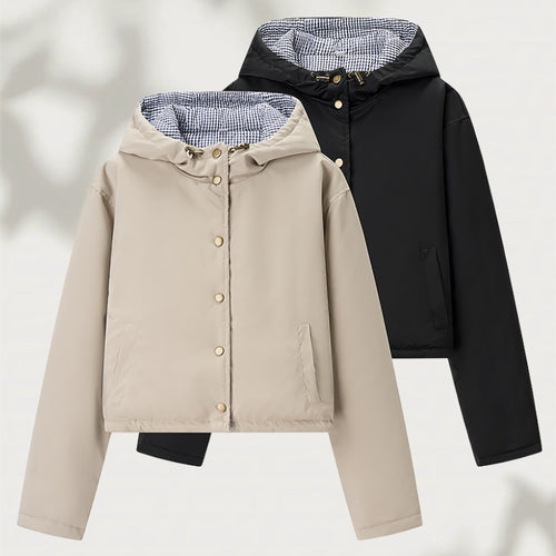 Ladies quilted transitional jacket with practical hood Lune London