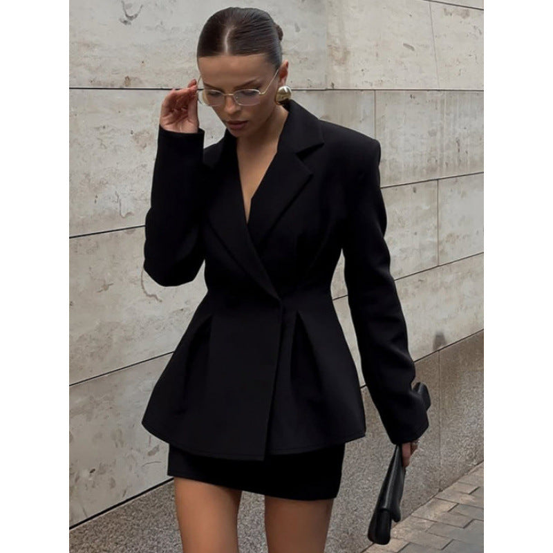 Ladies Elegant Tailored Blazer with Chic Peplum Cut and Style