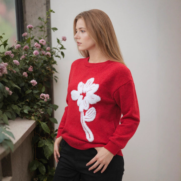Women's sweater with 3D floral pattern Lune London