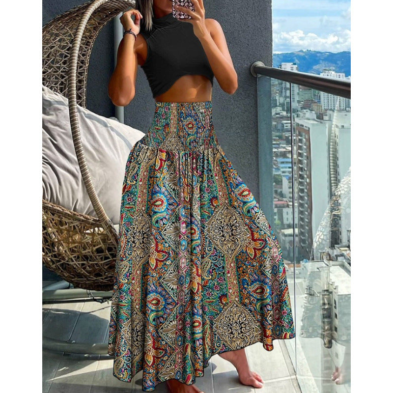 Lune London High Waist Bohemian Maxi Skirt for Women