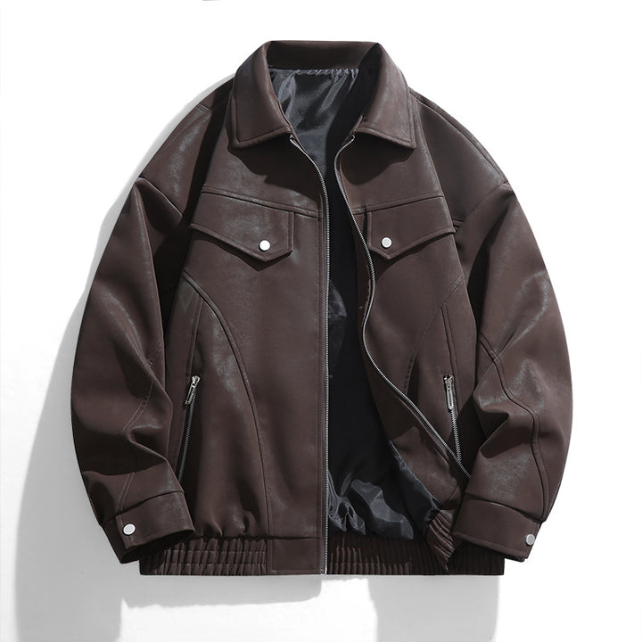 Casual faux leather jacket for men with practical pockets Lune London
