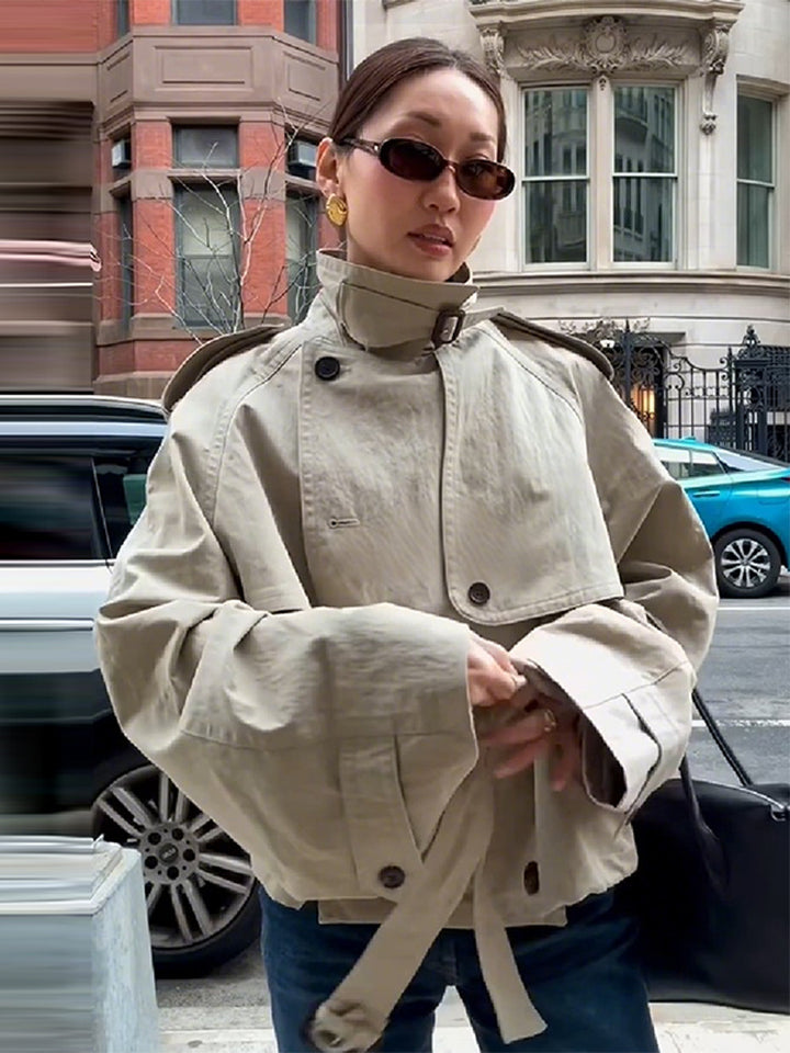 Fashion oversized trench coat for women with a narrow belt Lune London