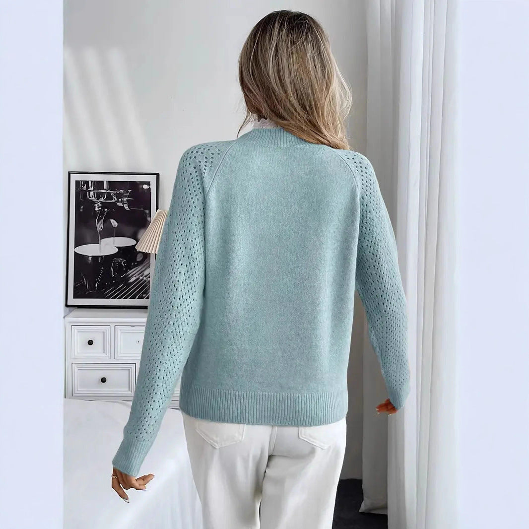 Fine knit sweater for women with crochet inserts Lune London