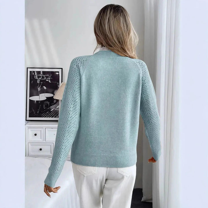 Fine knit sweater for women with crochet inserts Lune London