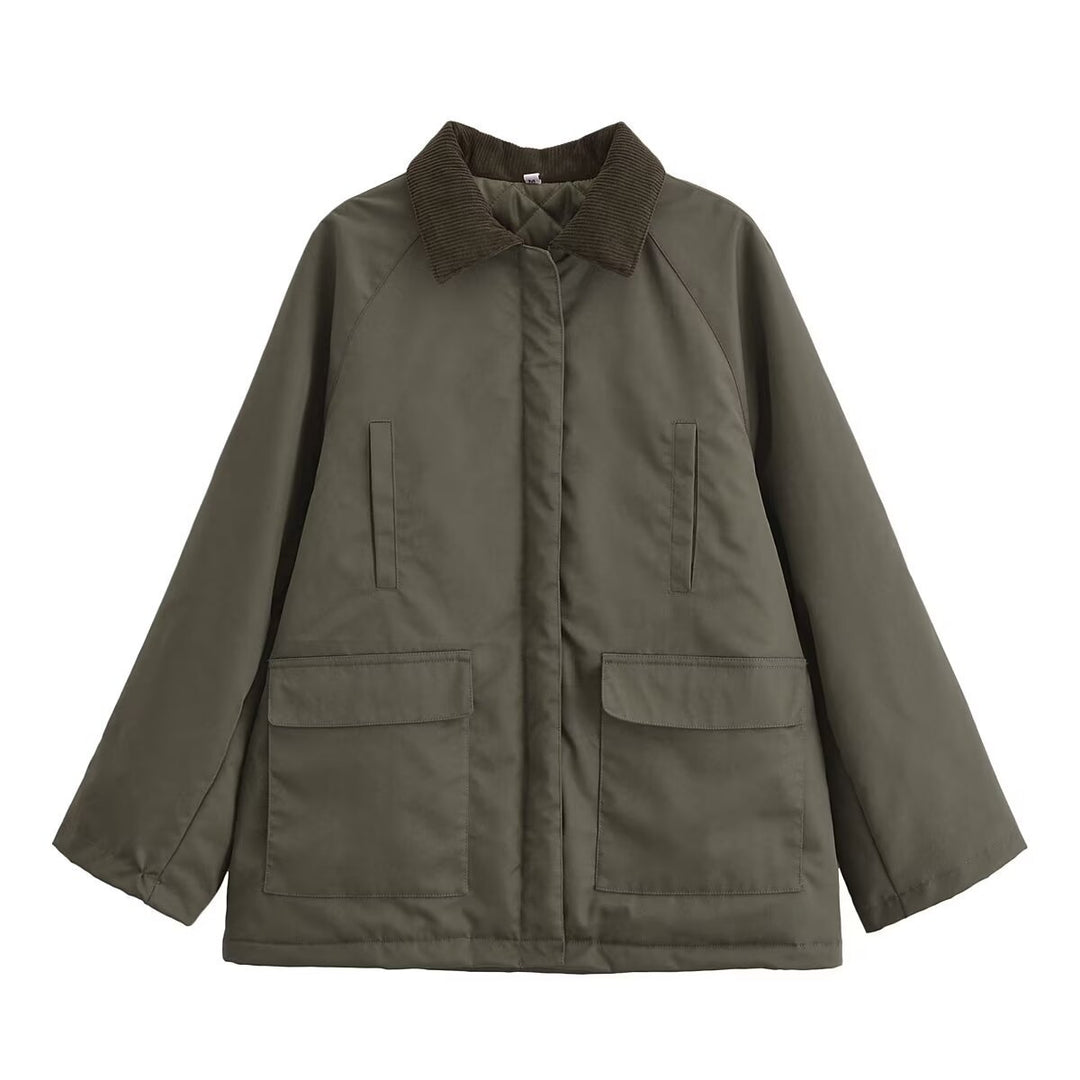 Transitional women's jacket with high collar and practical pockets Lune London