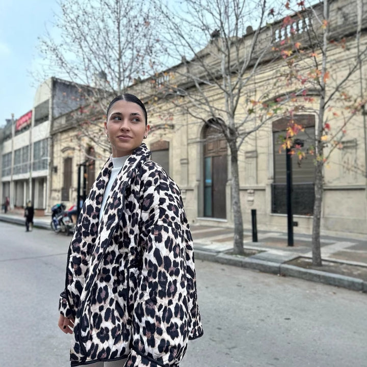 Casual leopard print jacket for women with a practical cut and large pockets Lune London