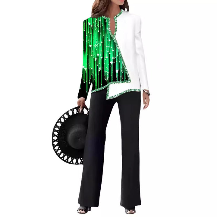 Ladies Elegant Statement Jacket with Asymmetrical Cut and Glittering Details Lune London