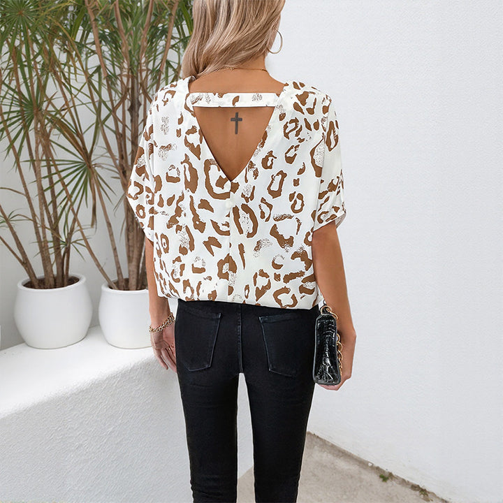 Women leopard print V-neck top Lune London