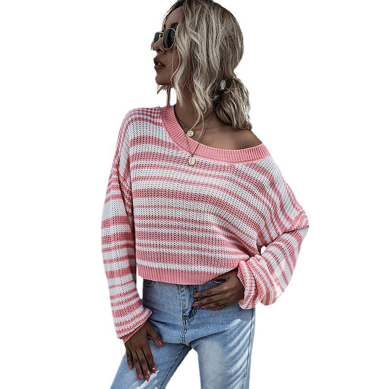 Casual loose fit sweater for women with striped pattern Lune London