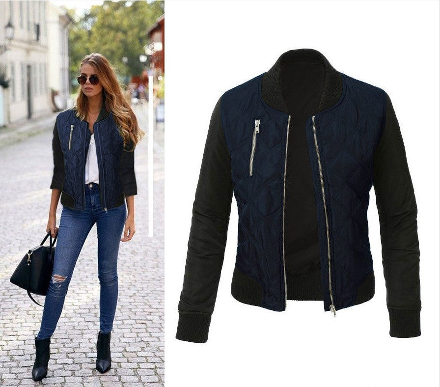 Quilted fashion jacket for women bomber style with zipper Lune Londonl