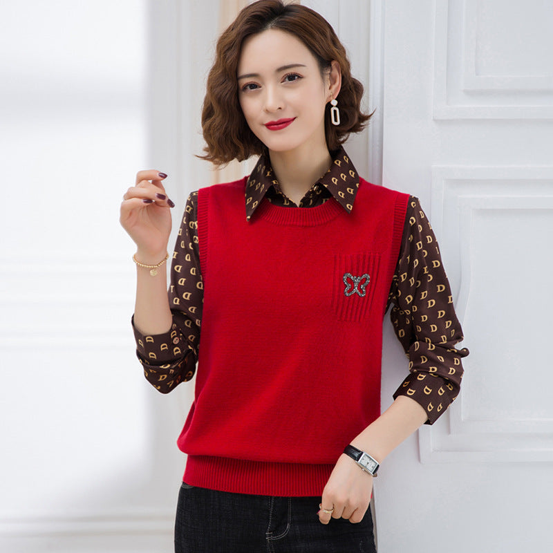 Women Fashion Knitted Vest with Decorative Butterfly Pattern Lune London