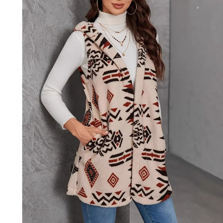 Ladies Elegant and comfortable plush vest with ethnic pattern Lune London