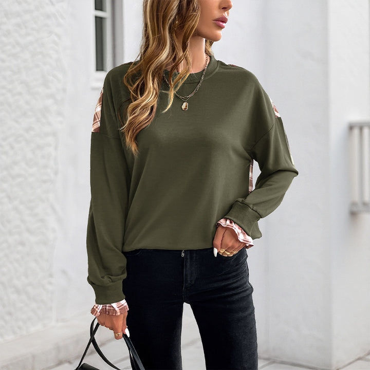 Women's casual top with ruffle details and contrasting sleeves Lune London