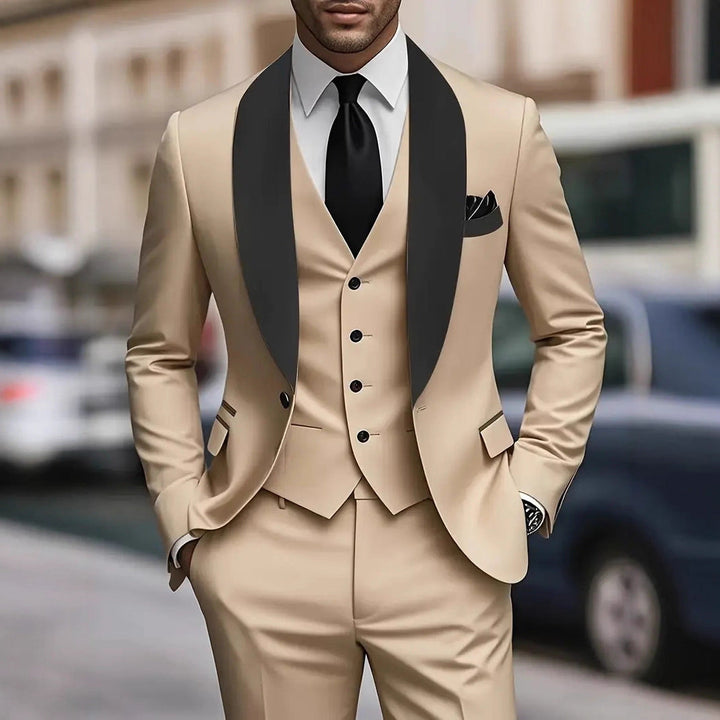 Men’s Elegant Three-Piece Suit Set with Satin Waistcoat & Timeless Style | Lune London